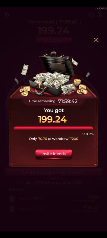 Ix7 Game official mobile app interface dashboard on Android device